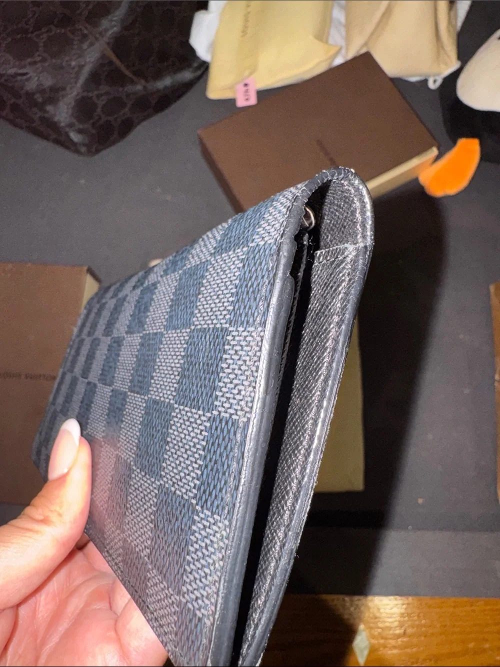 Louis Vuitton Black Textured Long Wallet